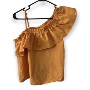 3/$15 Hers and mine asymmetrical mustard yellow top (T2)